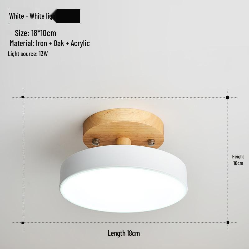 Modern Minimalist Macaron Ceiling Light for Corridors, Entrances, and Balconies with Solid Wood Design