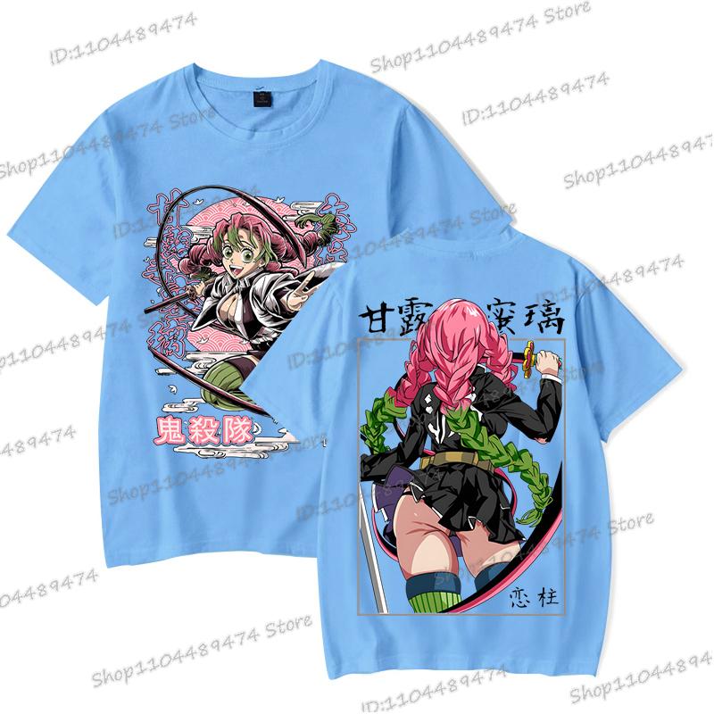 Kimetsu No Yaiba Cartoon T-shirt Aesthetics Vintage Kanroji Mitsuri Fashion Y2K Tops Short Sleeve Japanese Styles Men Women Tee