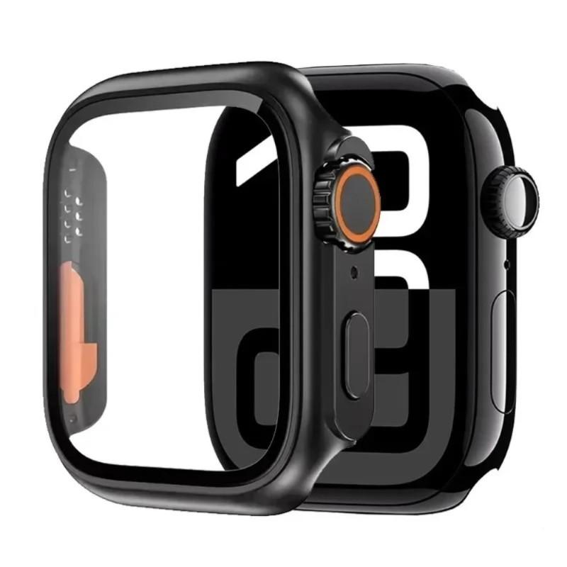 Glass+Case For Apple Watch 11 10 46/42mm 9 8 7 45/41mm Screen Protector Change To Ultra 4/3/2/1 iWatch 6 5 SE 44/40mm Bumper Cover
