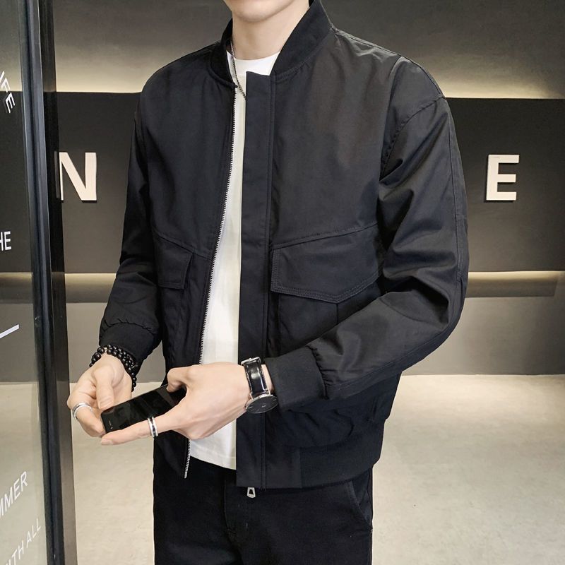 

Мужская куртка весна и осень трендовый бренд 2025 новая рабочая повседневная куртка приталенная молодежная универсальная мужская бейсбольная куртка 3XL recommends 160-87.5 kg чёрный