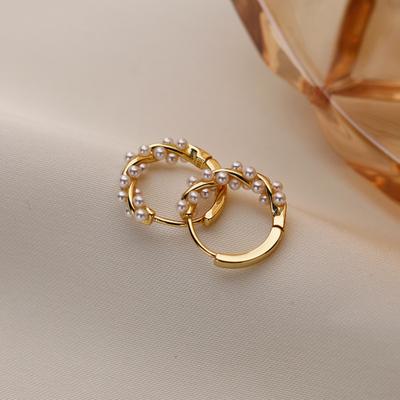 Light Luxury Pearl Earrings, Exquisite High-end Light Luxury Circle Earrings