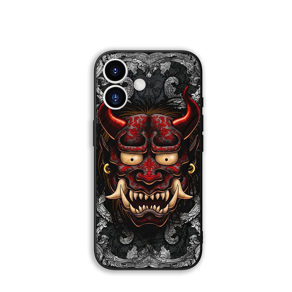 Japanese Style Samurai Hannya Unique Phone Case for iPhone 17 16 15 14 13 12 11 Series Pro Max Plus Double Layer Protection