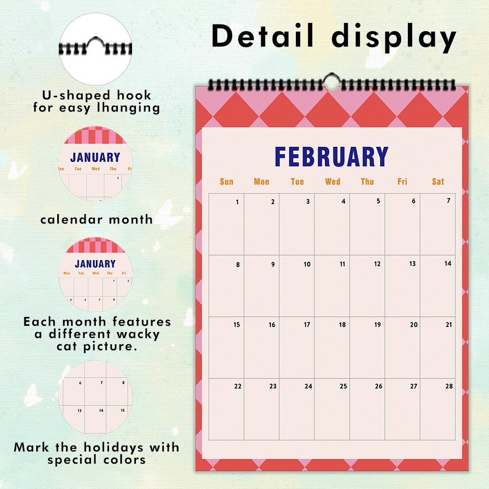 1pc 2026 Wall Calendar, Pink Abstract Geometric Design, 12 Months Monthly Planner, Perfect Gift for Birthdays,Christmas,New Year