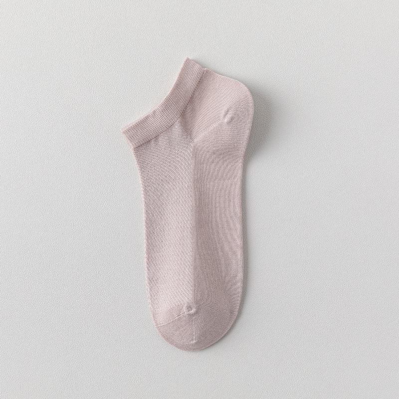 Female Spring and Summer Thin Simple Breathable Leisure Pure Color Boneless Mesh Socks