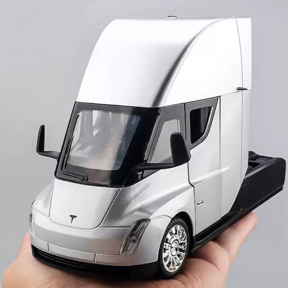 Tesla Semi Elektrische Vrachtwagen 1:24 Schaal Diecast Legering Pull-Back Modelauto - Zilver