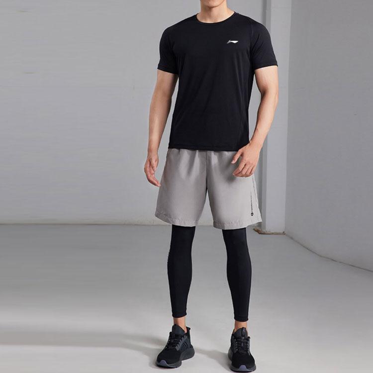 Li Ning Logo Sports Crew Neck T-Shirt Men Tops Black YTST073-2