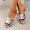 Fashion 2025 Summer Open Toe Women's Slippers Fashion Outdoor Crystal New Plus Size Daily Light Soft Bottom Concise Flat Slipperszapatos