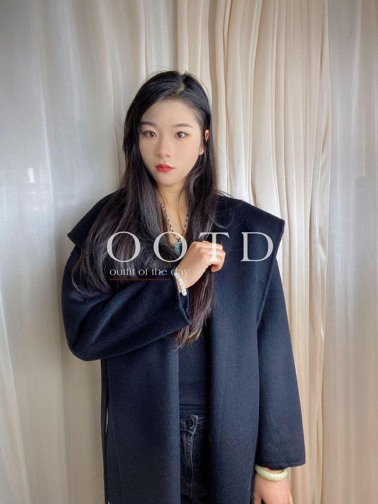 Dalian NSS Autumn/Winter Women's Hooded Loose Fit Double-Sided Cashmere Wool Coat