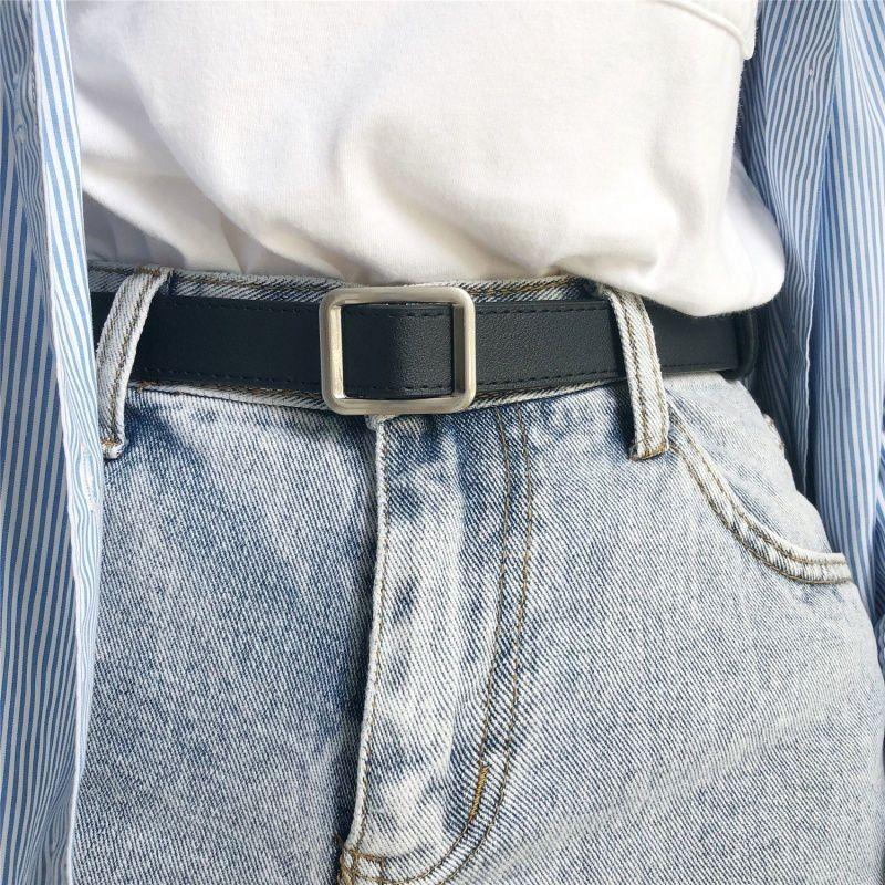 Chic Black Pu Belt For Women With Retro Style And Elegant Buckle For Jeans