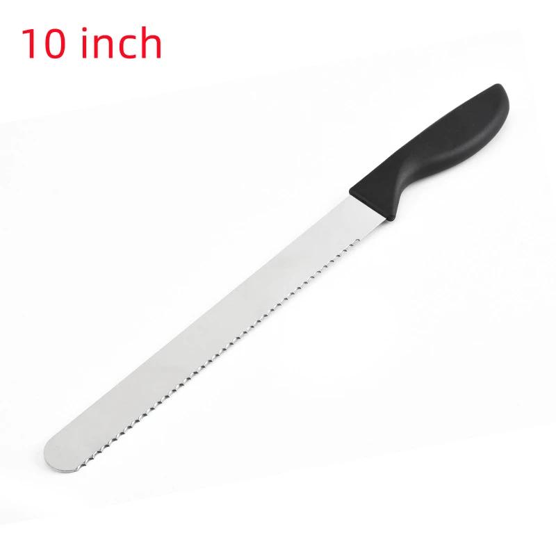 

10/12 Inches Bread Knife Spatula Plastic Handle Stainless Steel Serrated Cake Cream Toast Slicer Baking Tool