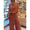 Solid-Color Sleeveless Long Pants Set Solid Sleeveless Vest Trousers Set Women