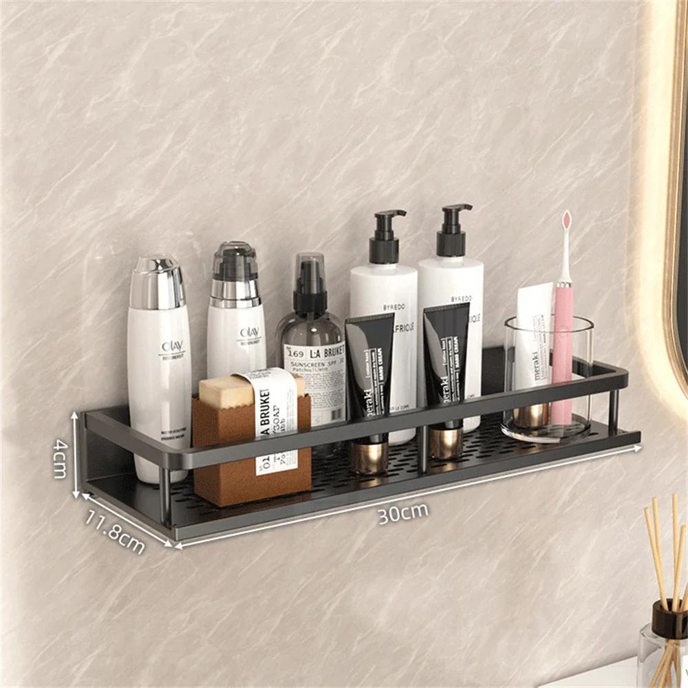 Настенная полка для ванной комнаты Туалет Умывальник Мытье рук Душ Стеллаж Без сверления Устойчивый Несущий Держатель Полки Органайзер
