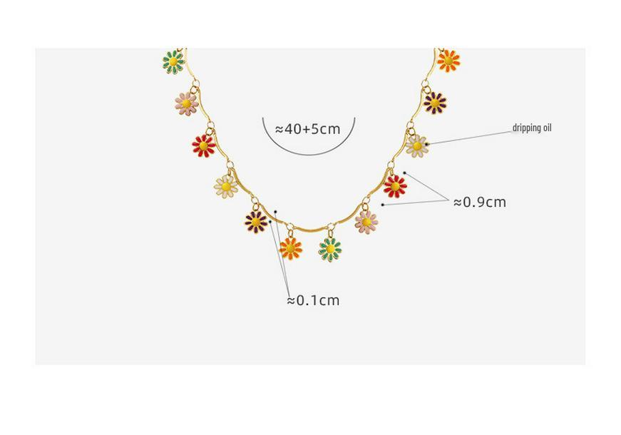 Niche Colorful Floral Drip Oil Pendant Necklace - Personalized Pastoral Autumn/Winter Style Jewelry