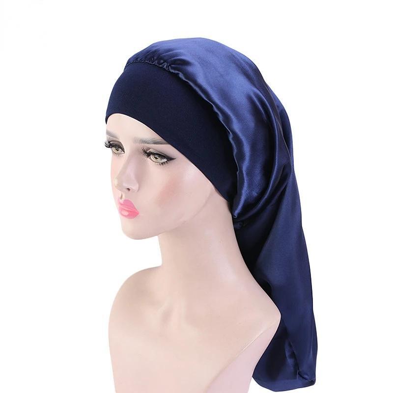 Long Satin Bonnet Sleep Cap Hair Care Night Sleep Cap for Women Braids Curly Hair Natural Hair Adjustable Sleep Cap