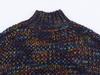 Autumn Winter Floral Yarn Chunky Knit High Neck Sweater - Women's Loose Fit