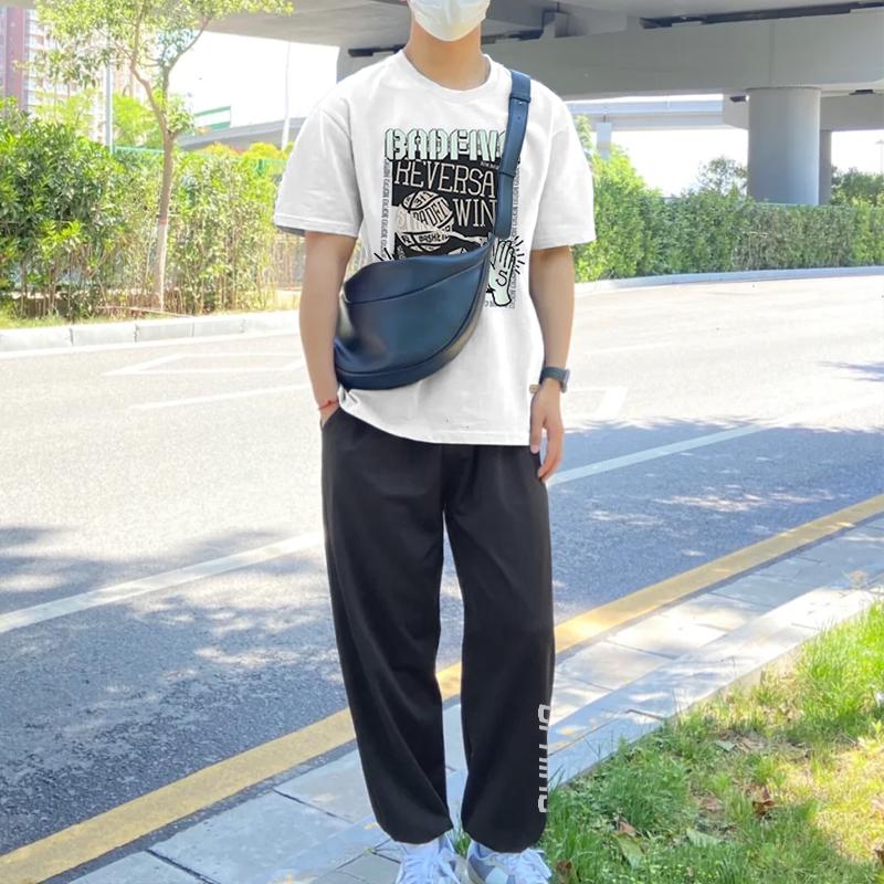 Li-Ning Letter Print Loose Round Neck Short Sleeve Quick Dry Cuffed Long Pants Casual Sports Suit Unisex Suit AHSU979-2+YYKU111-1