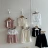 Summer New Girls Sleeveless Thin Clothes Set Baby Girl Cute Bow Vest + Pants 2pcs Suit Kids Outdoor Clothes Toddler Outfits