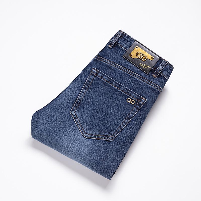 

Korean Style Men s Slim Fit Stretch Jeans - Autumn/Winter Trendy Straight Leg Denim Pants 30 темно-синього кольору