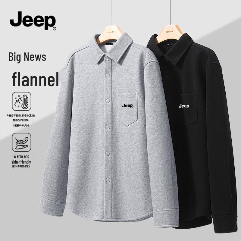JEEP Men s Flannel Thickened Warm Shirt Jacket M