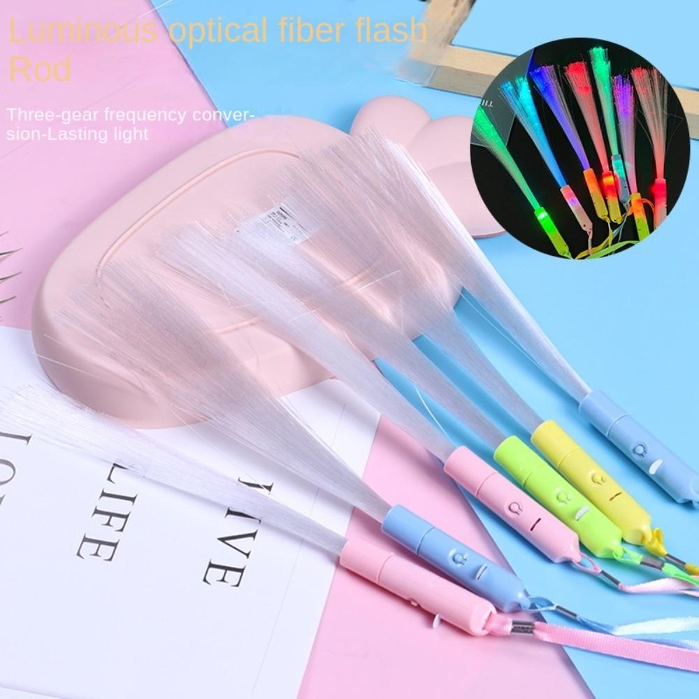 4pcs New Year LED Fiber Optic Stick Luminous Rod Glow Fiber Optic Wands Colored Lasting Christmas Decorations Party Supplies