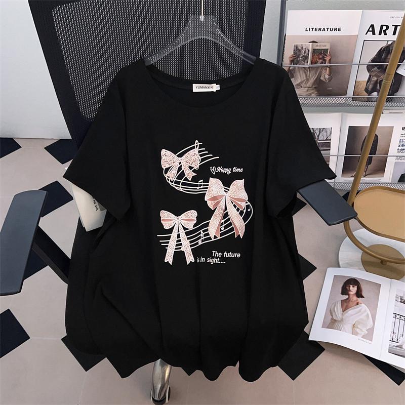 

Women s Plus Size Loose-Fit Round Neck Mid-Length T-Shirt (available in 200/300/350 jin) 6XL белый