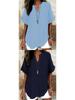 Women's Summer Loose Solid V-Neck Casual Shirt
