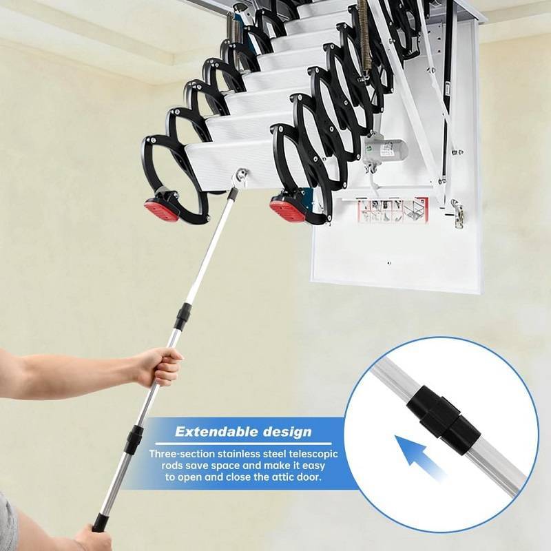 Loft Ladder Pull Down Kit With Aluminum Alloy Steel Components For Home Use