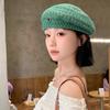 Fashionable Hollowed Out Beret Hat Japanese Style Crochet Knitted Cap Weave Painter Hat  Holiday