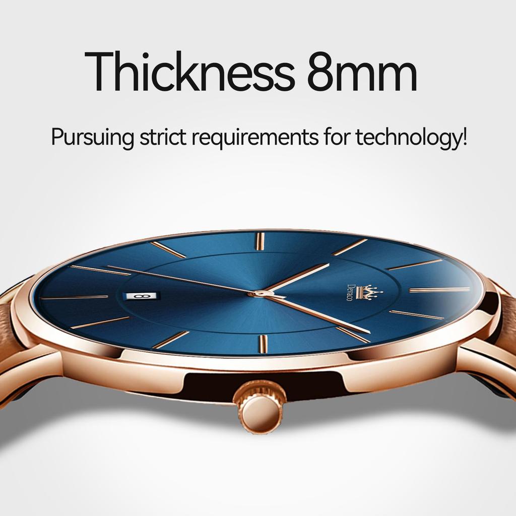 Men's Watch Ultra-Thin 6.5MM Simple Fashion Casual Business Watch Japanese Quartz Movement 40mm Dial Genuine Leather Band Unisex Watch for Men