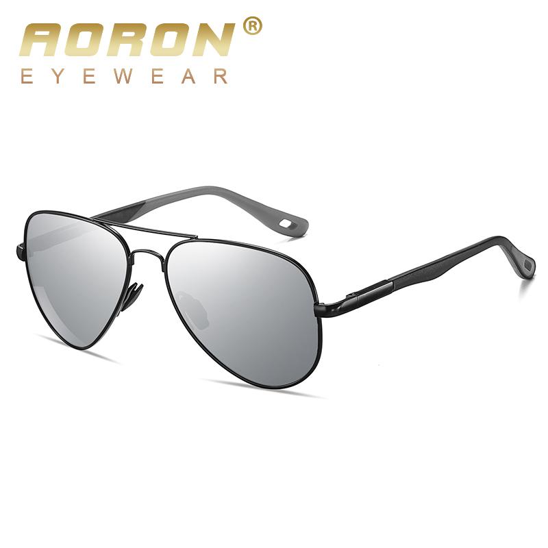 

AORON поляризационные солнцезащитные очки в металлической оправе модный брендовый дизайн уличные аксессуары фотохромные спортивные очки для вождения, рыбалки и велоспорта серебряный/чёрный