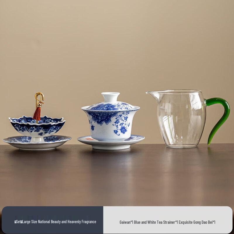 Blue and White Porcelain Ceramic Gaiwan Teacup