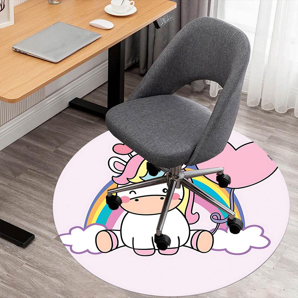 

1pc unicorn rainbow Round Chair mat Area Rug - Non-Slip, Floor Mat for Office, Bedroom, and Indoor Decor c1125202 80cm by 80cm