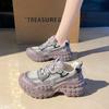 Pineapple durian thick-soled heightened foreign style and thin mesh breathable dad shoes women's summer leisure sports 2025