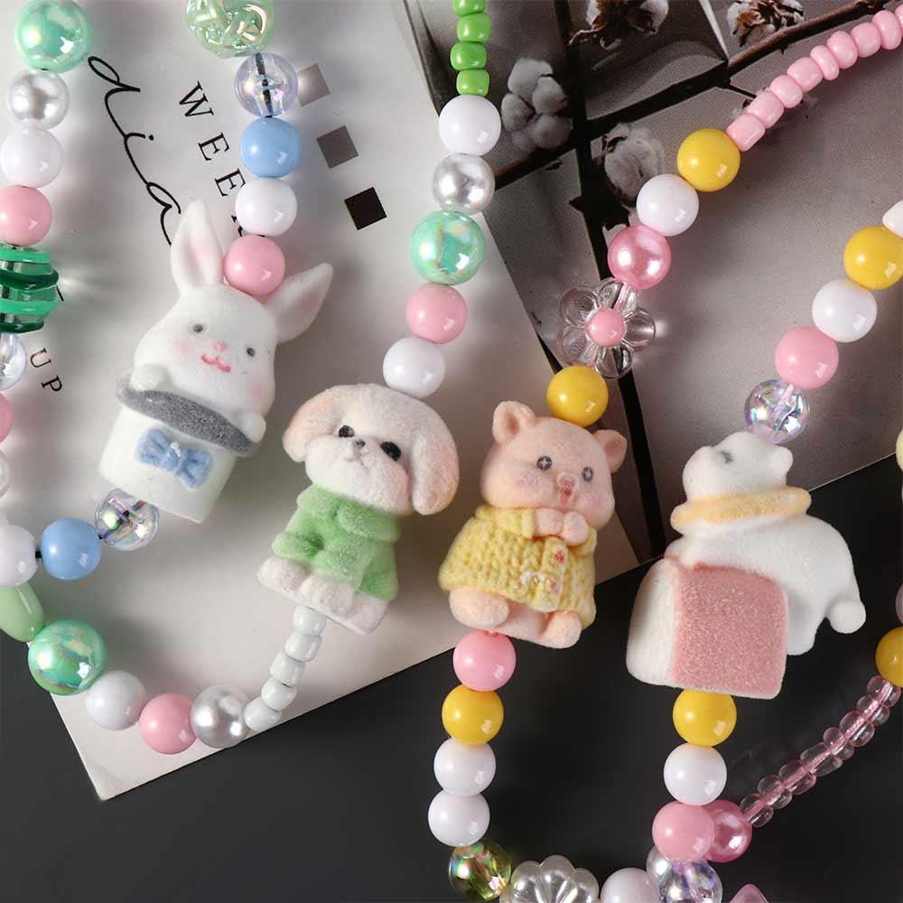 Sling Phone Charm Beads Universal Mobile Phone Lanyard Cartoon Beaded Phone Chain  U Disk Pendant