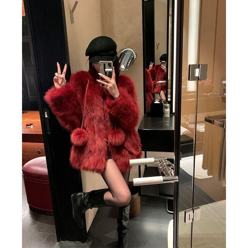 

Меховая новая имитация меха Toka Faxu зимнее пальто популярная куртка для молодых женщин пальто корейская мода одежда теплая одежда XXXL красный