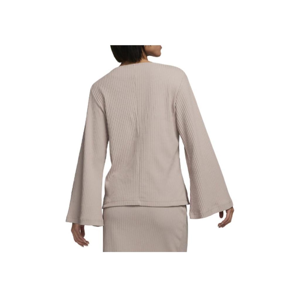 Nike Solid Color Round Neck Long Sleeve T-Shirt Women Tops Light-Brown DV7867-272