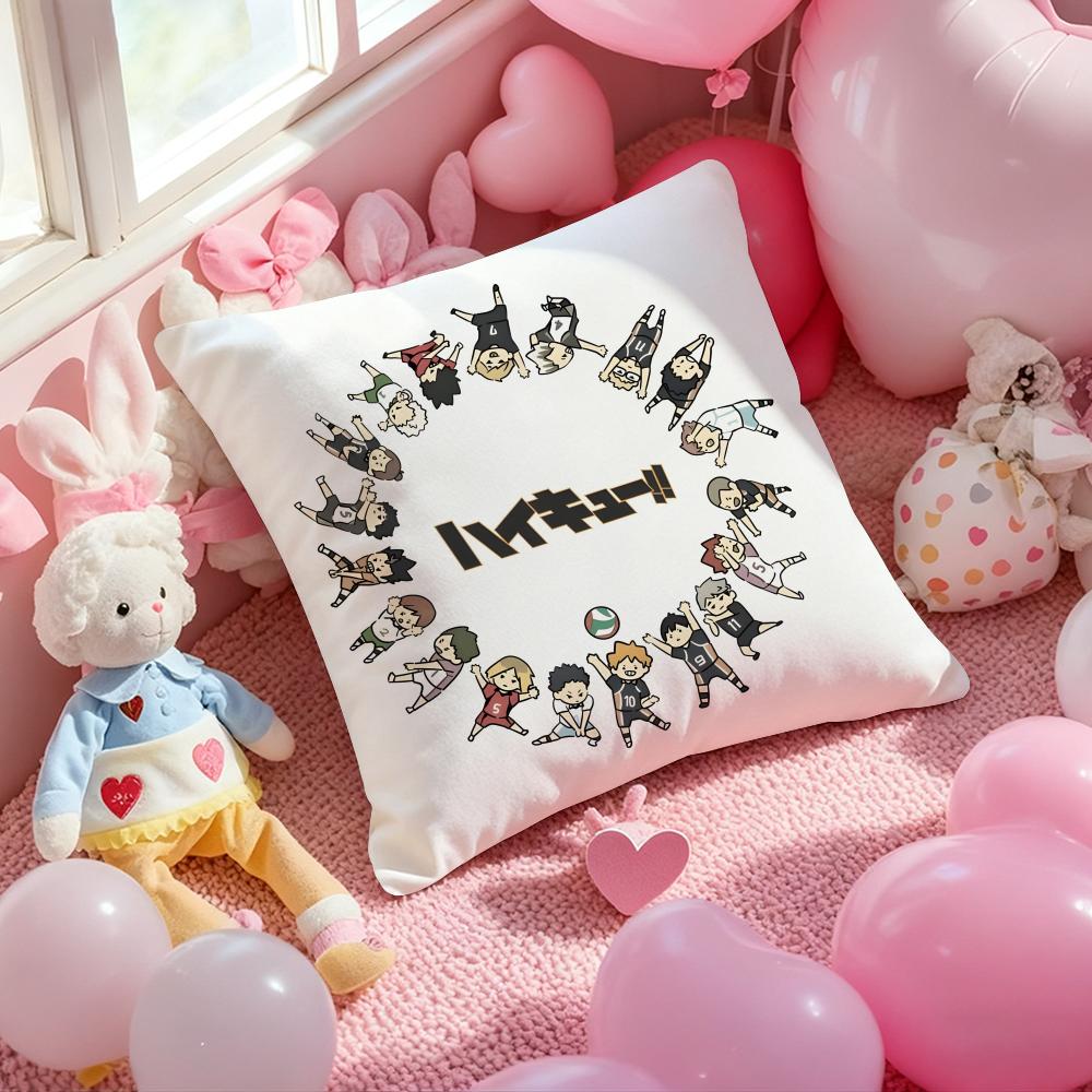 Anime Haikyuu Cartoon Cushion Cover Pattern Printed Pillowcase for Living Room Sofa Cushion Cover & Bedroom Decor