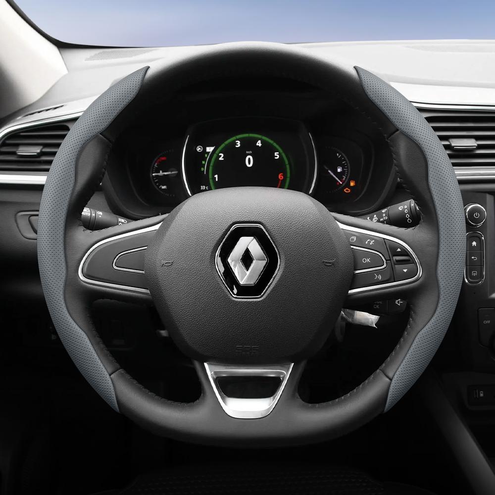 BHA1 Suitable for Renault Breathable Hole Leather Steering Wheel Cover Segmented Quick Release Design Non-Slip and Durable Megane 3 2 4 Clio4 5