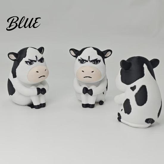 Mini Animal Sculpture 3D Printed Dairy Cow Figurine Cartoon Cattle Statue for Desk Decor Accessory Home Office Gift Lovers Desktop Ornament