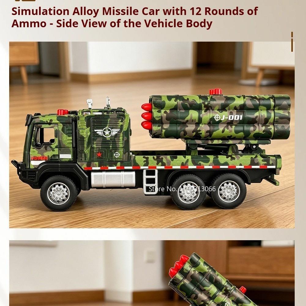 1:32 Missile Vehicle Rocket Launcher Model Toys Metal Diecast Pull Back Doors Opened Exquisite Military Models Birthday Gifts