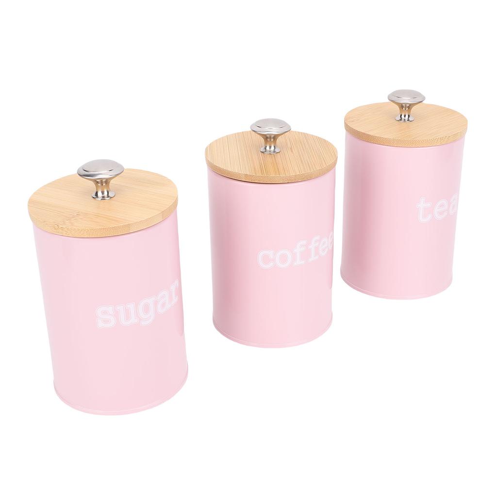 3pcs Storage Canister Multifunctional Airtight Iron Storage Jar with Lid for Tea Coffee Sugar