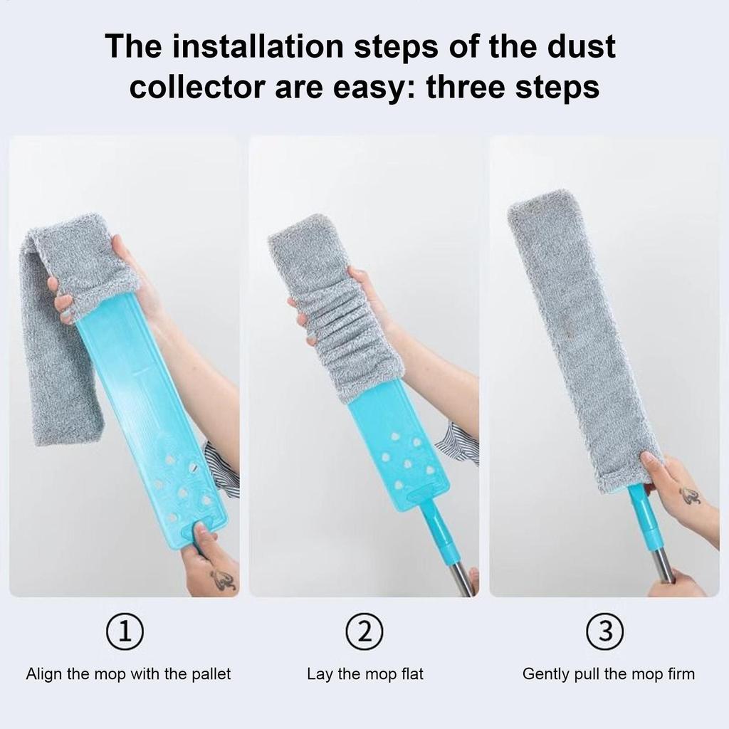 Flat Duster for Under Appliances Flat Extendable Ceiling Dusting Wand Reusable Duster for Stove Keyboard Refrigerator Living