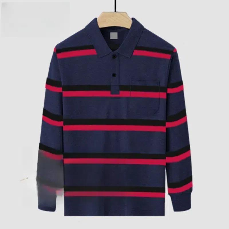 

Мужская одежда Весна Осень Отложной воротник Длинный рукав Полосатый На пуговицах Контрастный цвет Футболка Формальный Повседневный Модный Топы XL