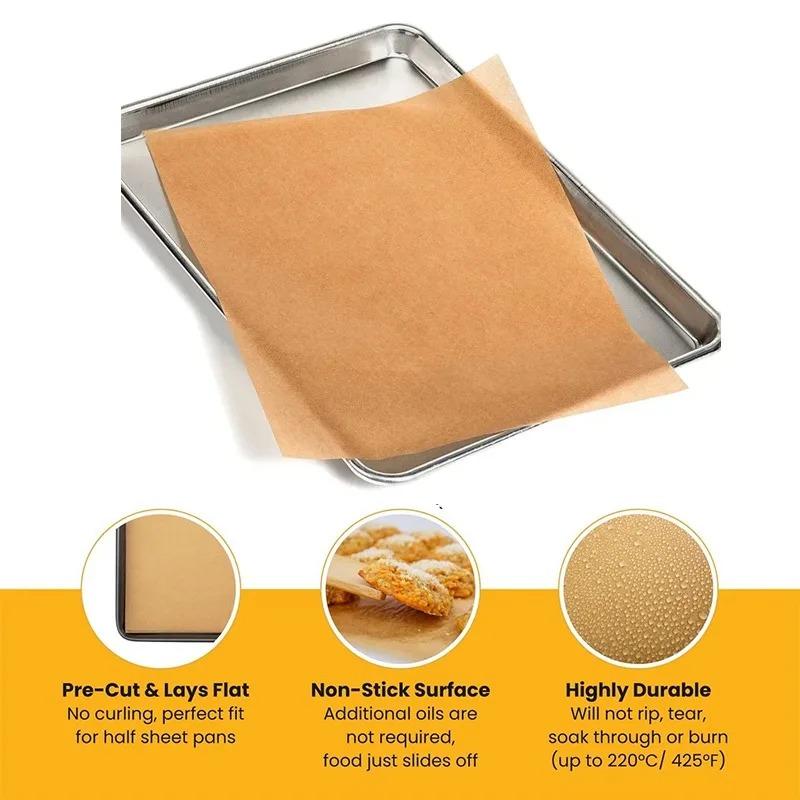 100 Pcs  Paper Food Grade Baking Sheets Non-Stick Oil-Proof  Baking Paper Oven Liner Sheet BBQ Pad for Baking and Barbecue Air Fryer Paper