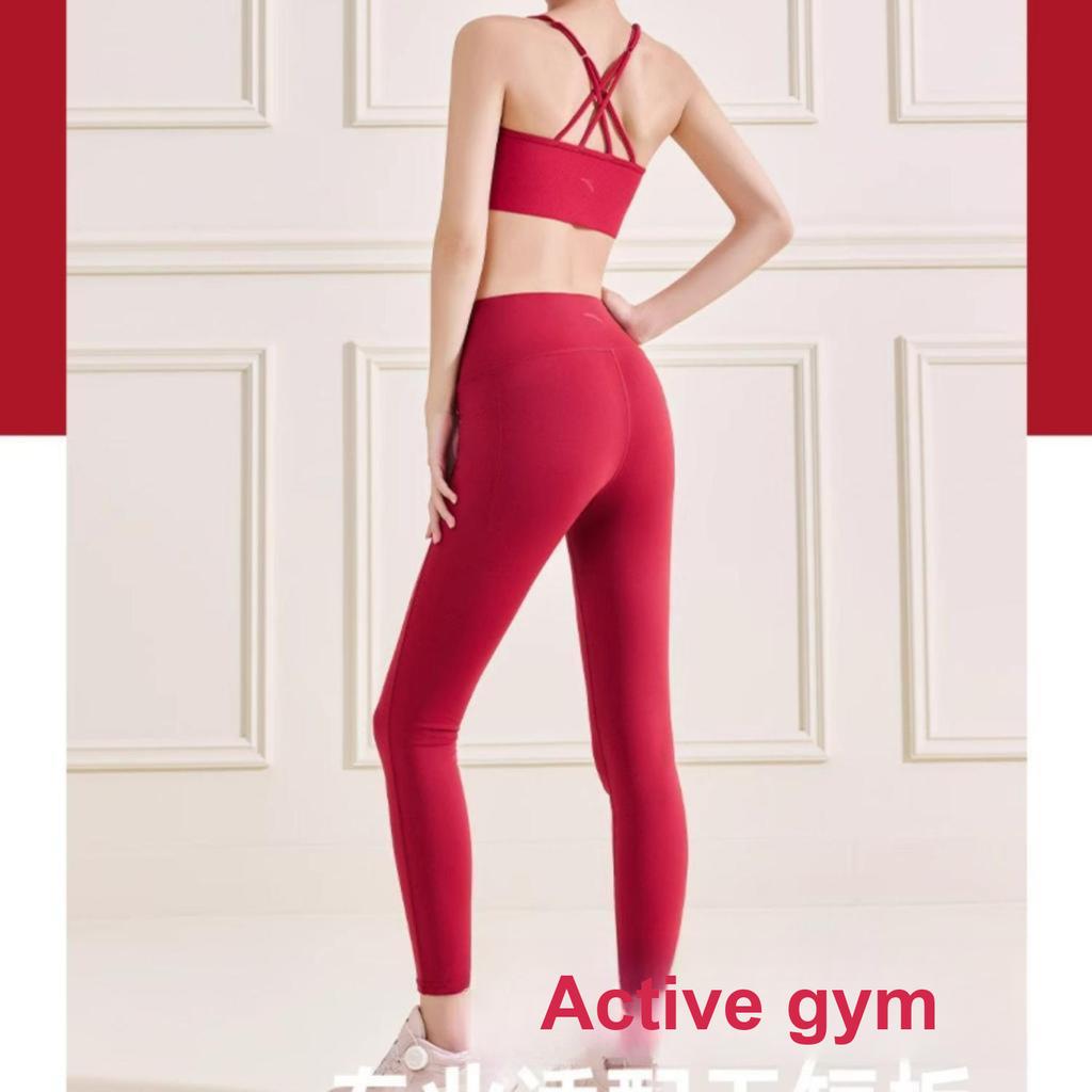 Anta Fitness Series Casual Simple Solid Color Sports Long Pants Women Bottoms European-Leaf-Red 962517304-1
