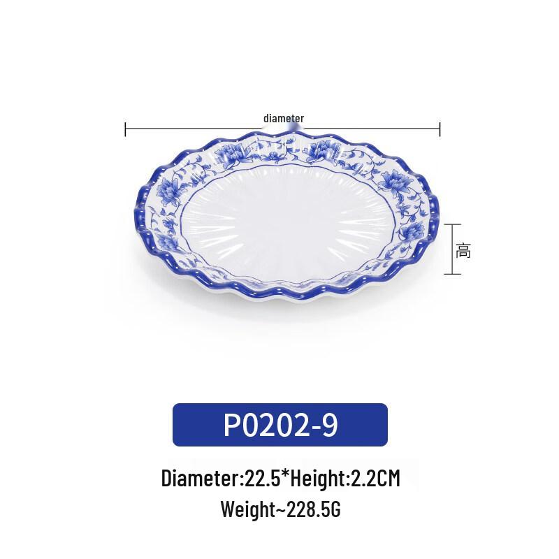 Yipan Melamine Blue & White Porcelain Snack Plate