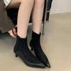 Fashion SUOJIALUN 2025 New Brand Women Ankle Boots Fashion Pointed Toe Ladies Elegant Short Boots Thin Low Heel Outdoor Dress Chelsea Bo