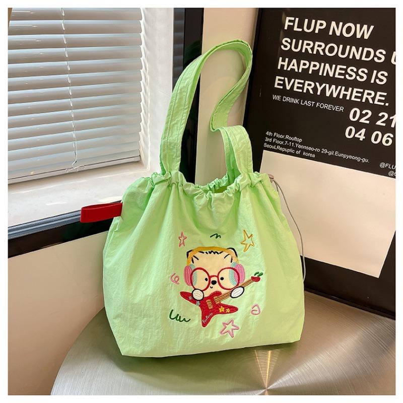 

Canvas bag women s large-capacity new summer versatile drawstring shoulder shopping bag college student tote bag зелёный