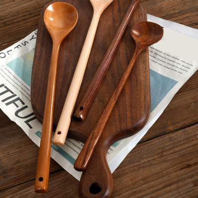 Wooden Spoon Long Handle Multipurpose Reusable Practical Kitchen Soup Stirring Teaspoon Accessories