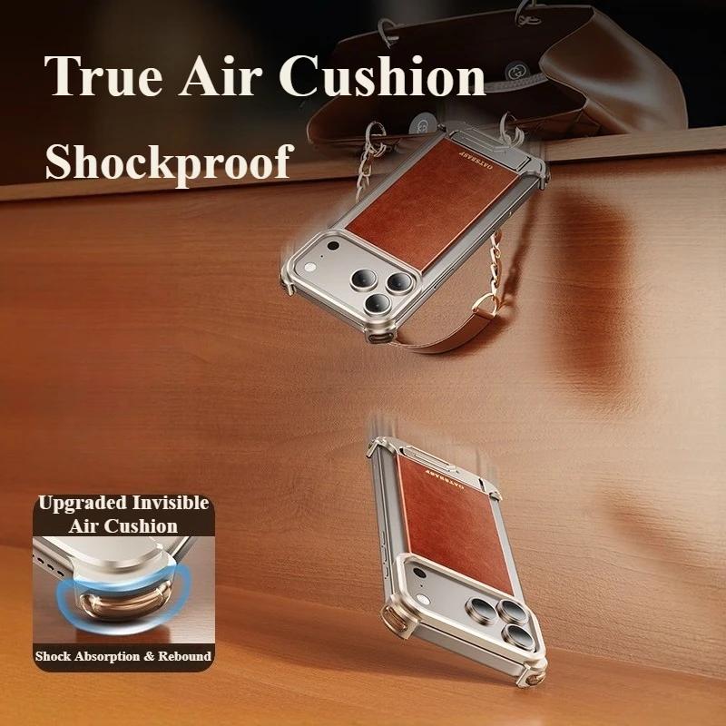 Custodia Originale in Vera Pelle Oatsbasf per iPhone 17 Pro/Pro Max/17 Air Custodia con Supporto Bordo Magnetico Senza Cornice Antiurto Custodia a Paraurti